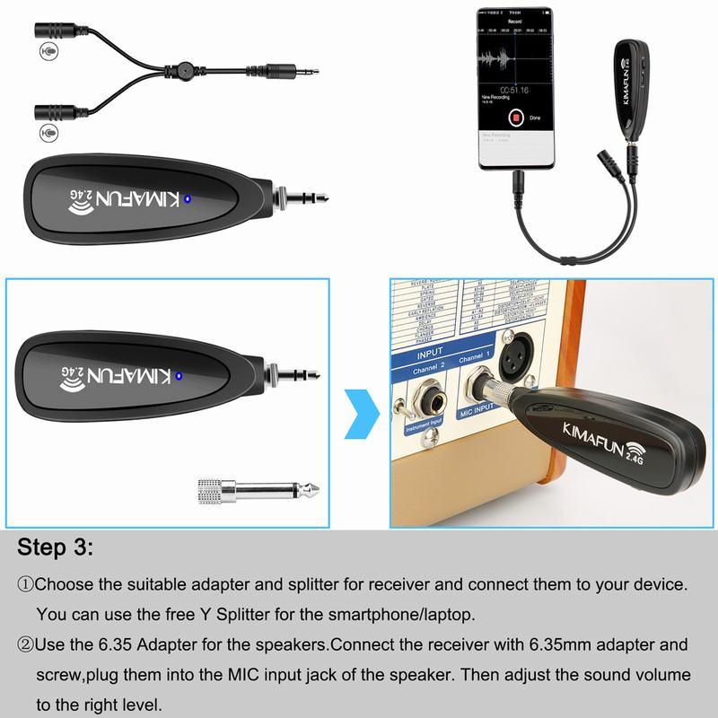 Kimafun Sistema Micrófono Inalámbrico Profesional 2.4G Violín - Imagen 4