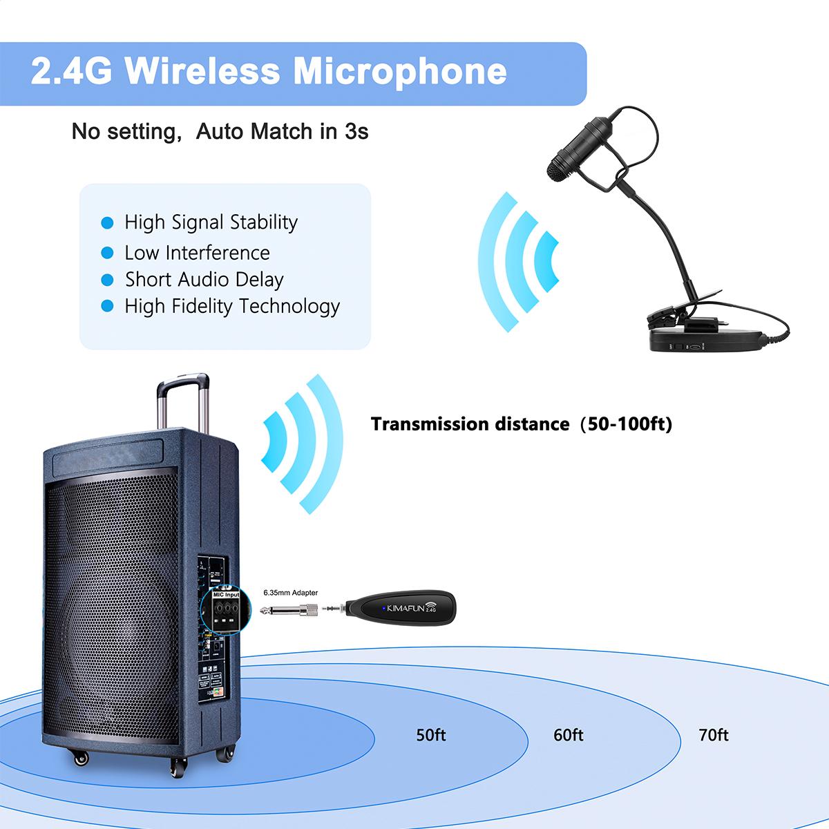 Kimafun Sistema de Micrófono Inalámbrico 2.4G Alientos KMG150-3 - Imagen 5