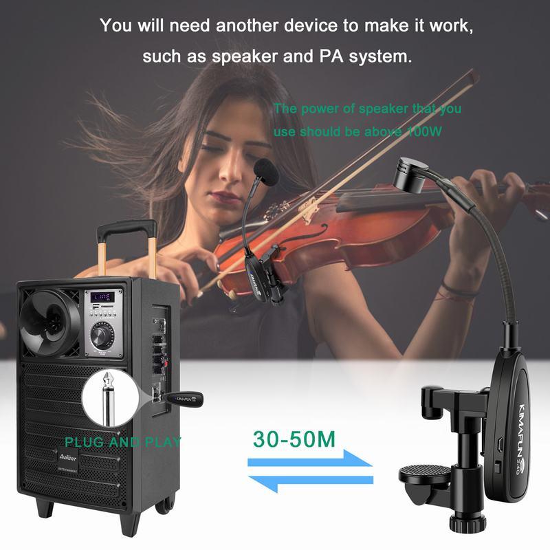 Kimafun Sistema Micrófono Inalámbrico Profesional 2.4G Violín - Imagen 11