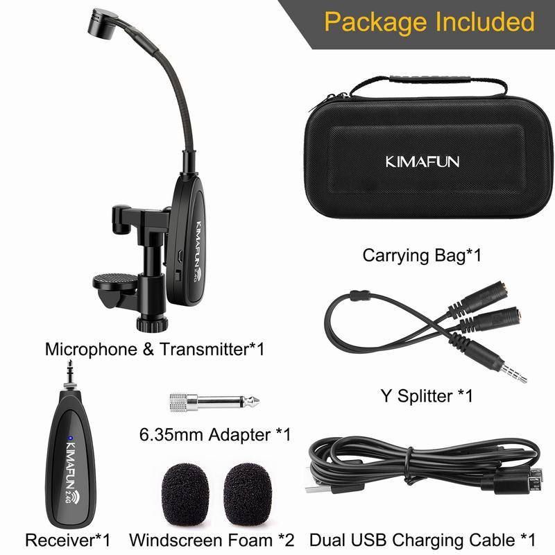 Kimafun Sistema Micrófono Inalámbrico Profesional 2.4G Violín - Imagen 3