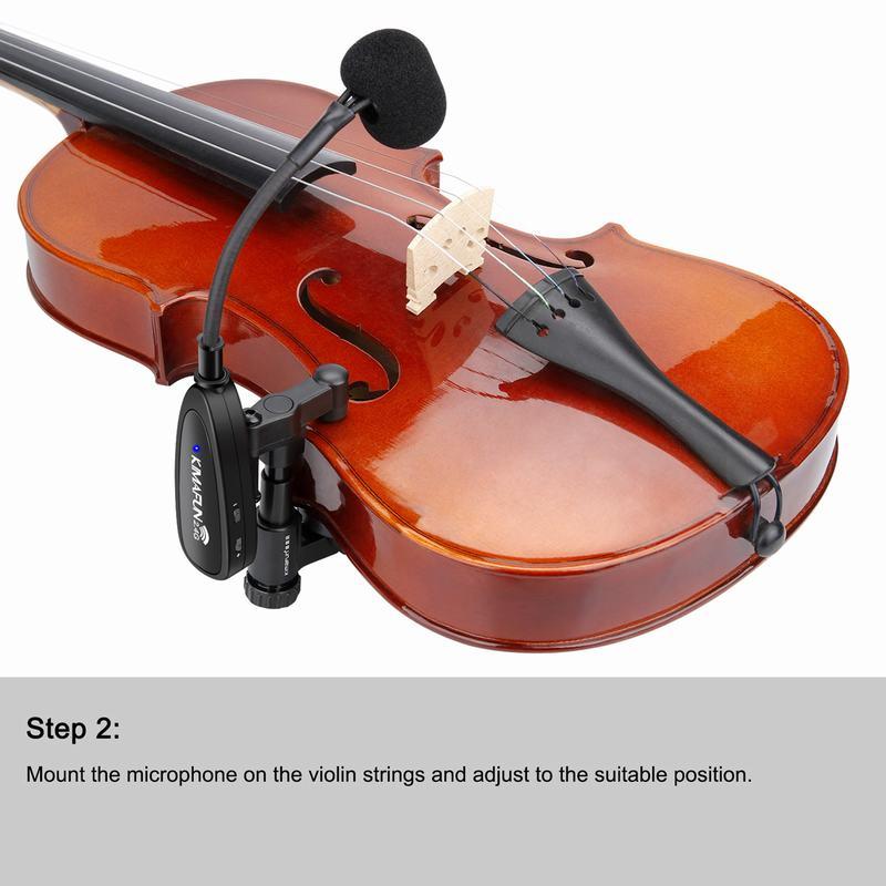 Kimafun Sistema Micrófono Inalámbrico Profesional 2.4G Violín - Imagen 6
